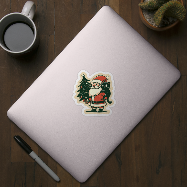 Santa and his cat cute Christmas by Elysian wear